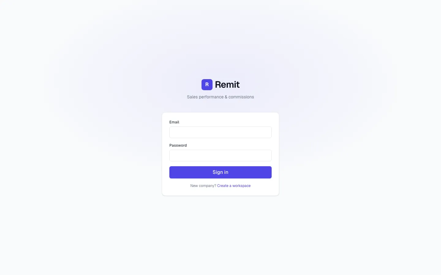 Remit sign-in screen
